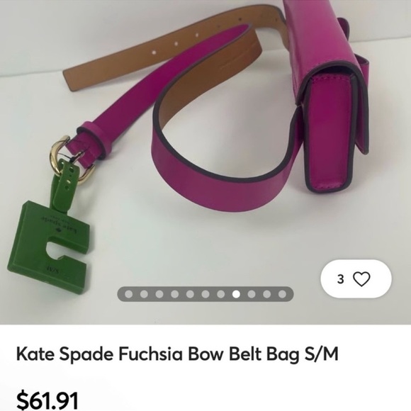 KATE SPADE BERRY PINK BELT BOW BAG! Adjustable up to 40”L! NWT - Picture 6 of 7